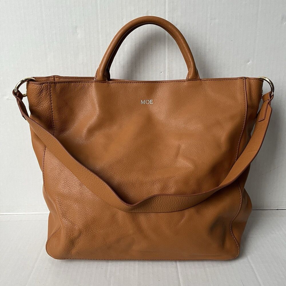 Mark and Graham Build a Bag Camel Pebbled Leather Large Shoulder Bag Carryall